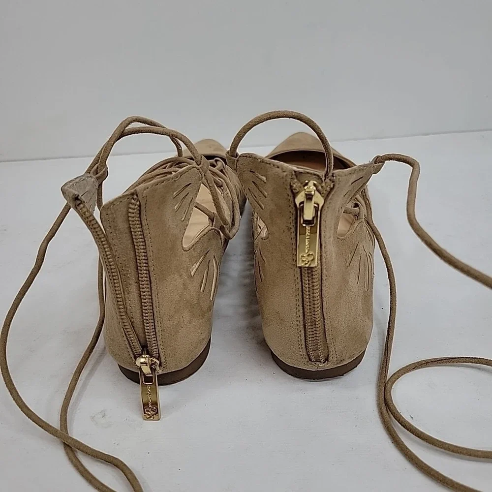 Jessican Simpson 9.5 M Flat Almond Toe Rear Zip Lace Up Non Slip Preppy Trendy